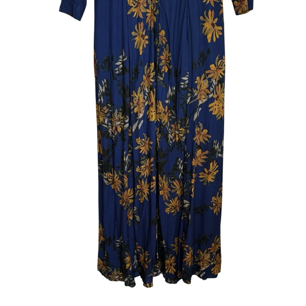 Free People After The Storm Boho Maxi Shirt Dress 0 Indie Cottage Floral Peasant